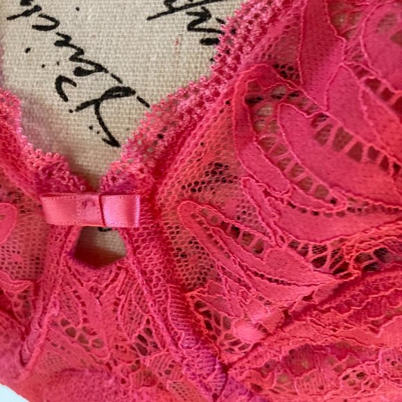 NWT 36DD Felina Paramour Heather Pink Lace Unlined Full Coverage Underwire Bra - Picture 6 of 11